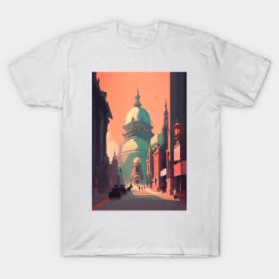 Bangkok Cathedral Watercolor Colorful painting T-Shirt